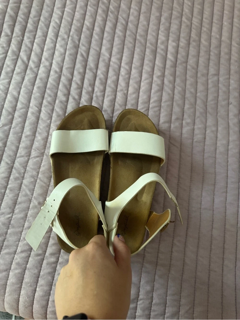 Women’s White Double-Strap Platform Sandals with Buckle ( Espadrilles)